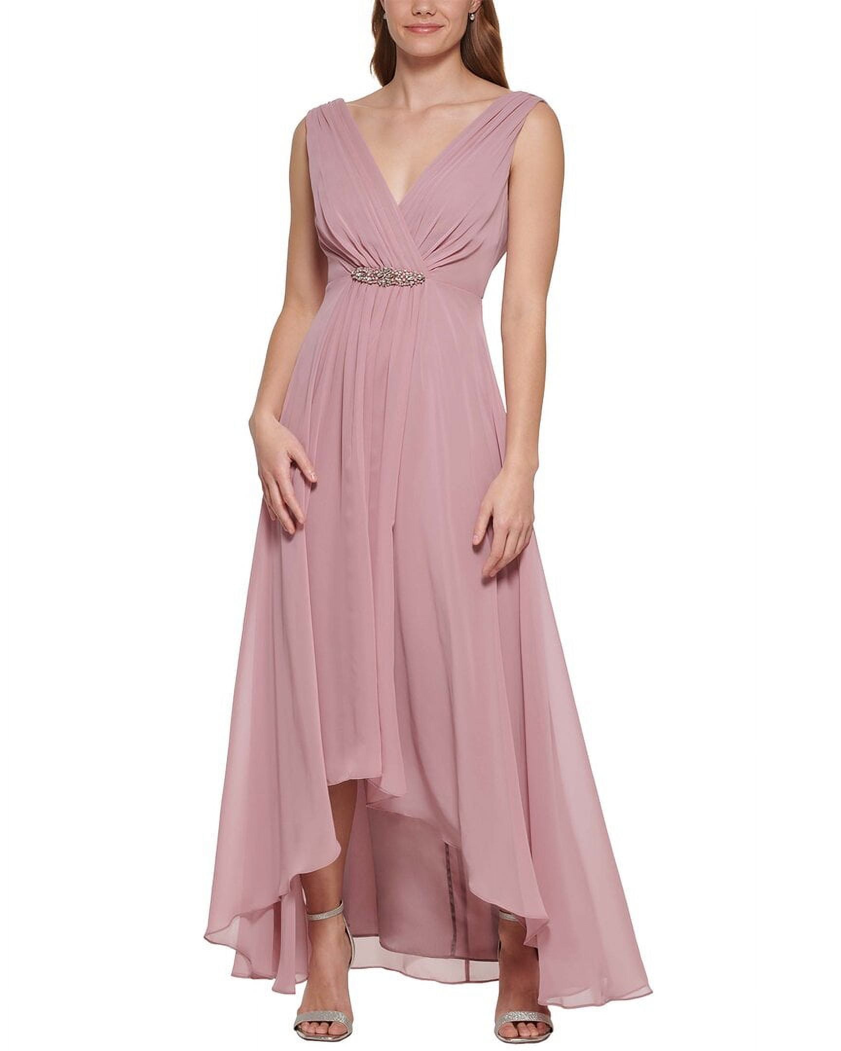 Eliza J womens Solid Chiffon Maxi Dress 6 Pink