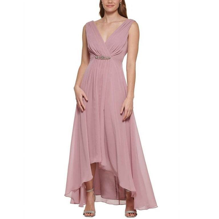 Eliza J womens Solid Chiffon Maxi Dress 6 Pink