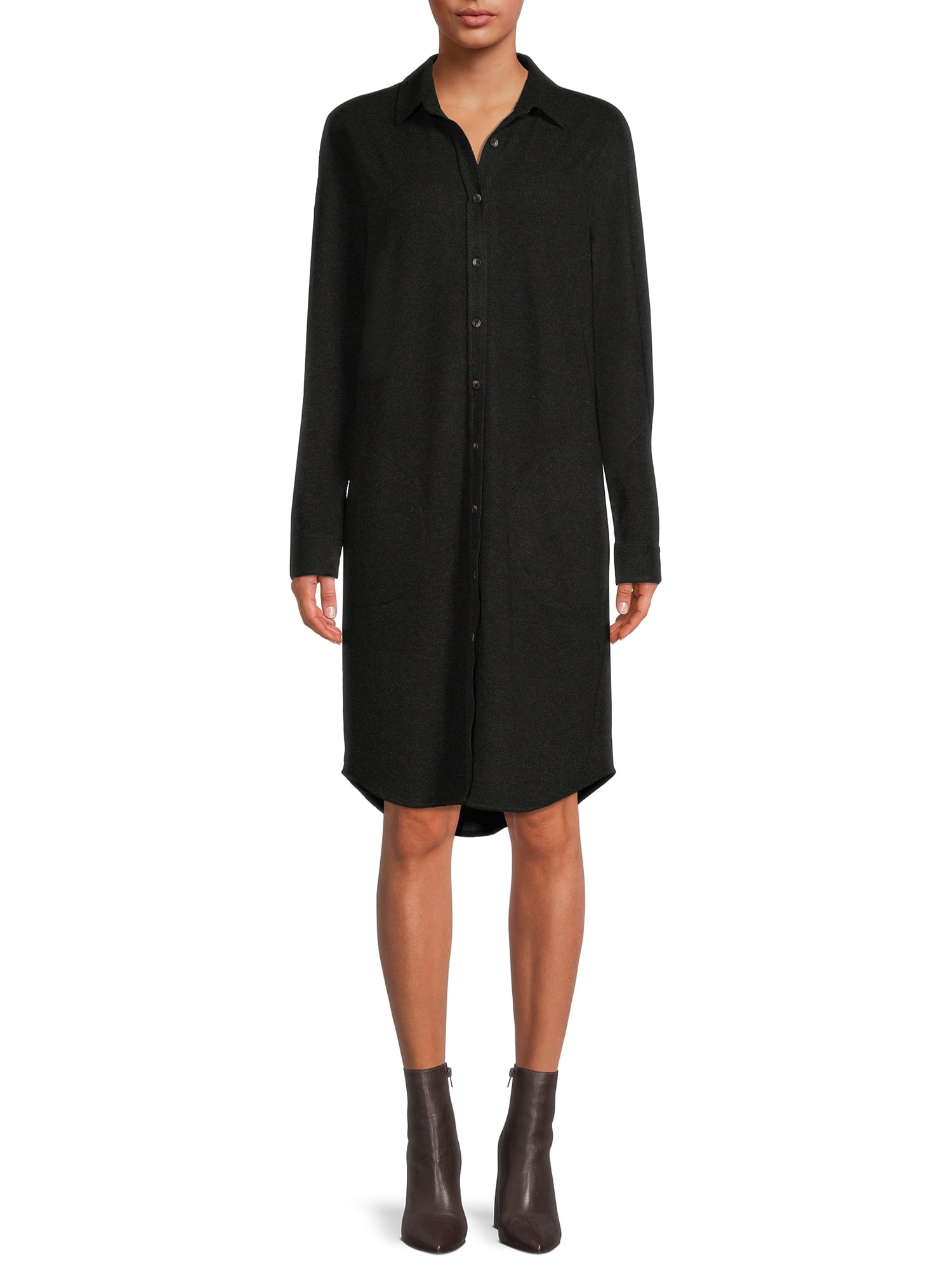The Liora Button Down Dress in Slate Blue