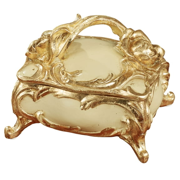 Eliza Rose Covered Box Ivory/Gold Ivory/Gold 6 w x 4.5 inch d x 4.5 inch h