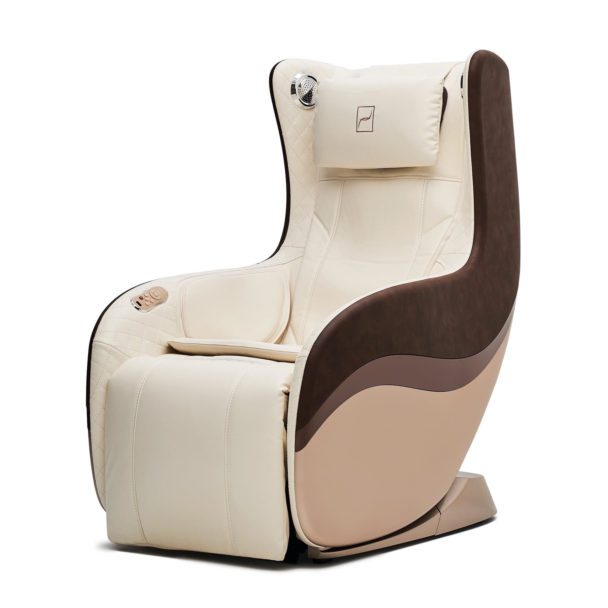 Modern Brown and Beige Faux Leather Reclining Massage Chair