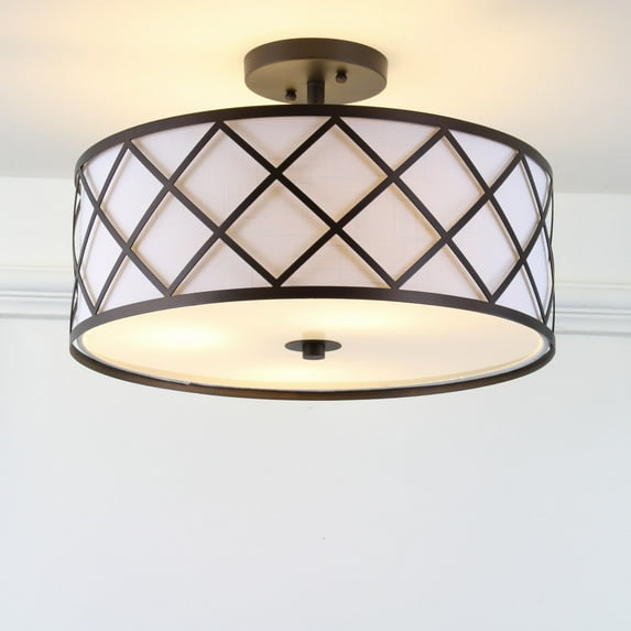 JONATHAN Y Elizabeth 16.75" Metal LED Flush Mount, Oil Rubbed Bronze/White, JYL3504B