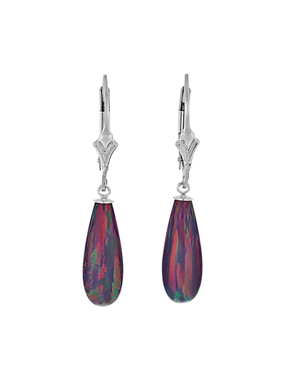 Elizabeth: 16mm Royal Lavender Synthetic Opal Teardrop Lever Back Earrings 925 Sterling Silver