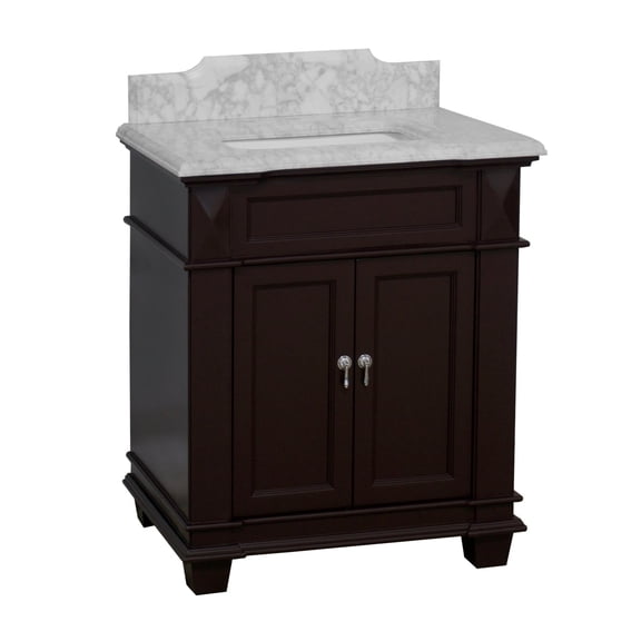 Elizabeth 30" Bathroom Vanity with Chocolate Cabinet and Carrara Marble Top