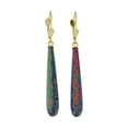 thumbnail image 1 of Elizabeth: 35mm Royal Lavender Synthetic Opal Teardrop Lever Back Earrings 14-20 Gold Filled, 1 of 3