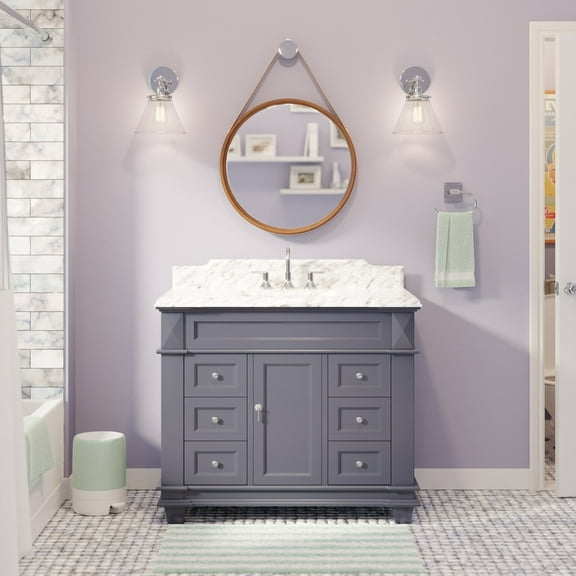 Elizabeth 42" Bathroom Vanity with Marine Gray Cabinet and Carrara Marble Top