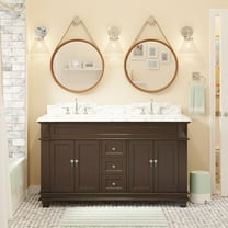 Elizabeth 60" Double Bathroom Vanity with Chocolate Cabinet and Carrara Marble Top