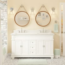 Elizabeth 60" Double Bathroom Vanity with White Cabinet and Quartz Top