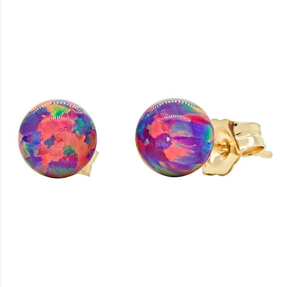 Elizabeth: 6mm Royal Lavender Synthetic Opal Ball Stud Post Earrings 14-20 Gold Filled