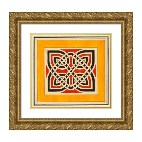 Elizabeth A. Nedwill 13x12 Gold Ornate Wood Frame and Double Matted Museum Art Print Titled - Celtic Ornament (ca 1900)