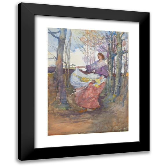 Elizabeth Adela Forbes 11x14 Black Modern Framed Museum Art Print Titled - An Apron Full of Flowers