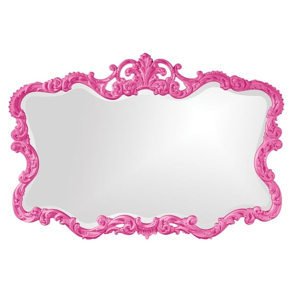 Howard Elliott Talida Mirror, Ornate Wall Focal Point, Resin Frame, Hot Pink, 27 Inch x 38 Inch x 1 Inch