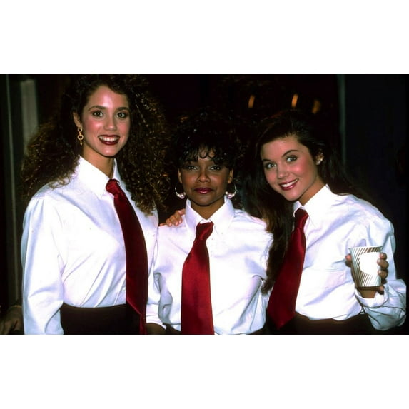 Elizabeth Berkley, Lark Voorhies & Tiffani Amber Thiessen on the set of SAVED BY THE BELL, NBC Soundstage, Burbank, CA, November 2, 1990. *EXCLUSIVE PHOTO* ph: Ron Wolfson /