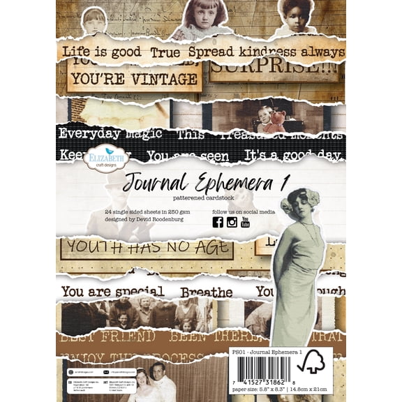 Elizabeth Craft Cardstock Pack 5.8"X8.3"-Journal Ephemera 1
