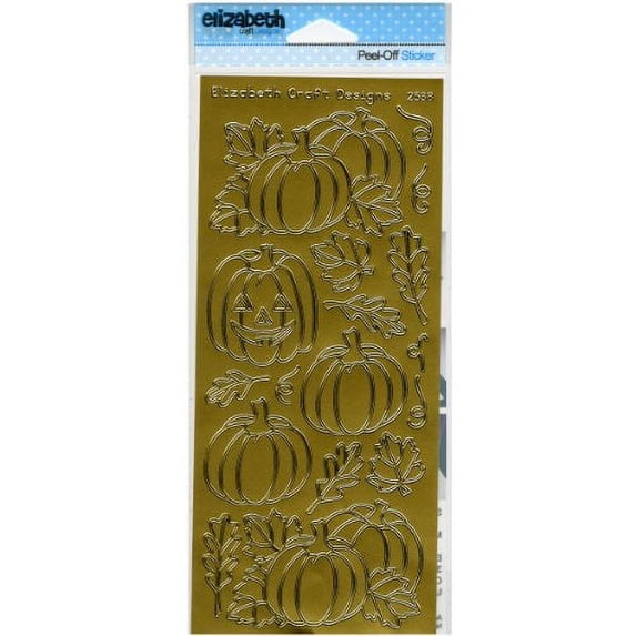 Elizabeth Craft Designs Pumpkins Peel-Off Stickers, Gold Multi-Colored