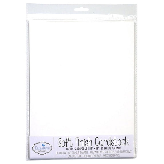 Elizabeth Craft Soft Finish Cardstock 8.5"X11" 25/Pkg-White