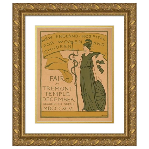 Elizabeth Howard Bartol 20x24 Gold Ornate Framed and Double Matted Museum Art Print Titled - New England Hospital for Women and Children Fair at Tremont Temple (1896)