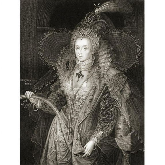 Elizabeth I 1533-1603 Queen of England From The Book -Lodge S British Portraits Published London 1823 Poster Print - 13 x 17