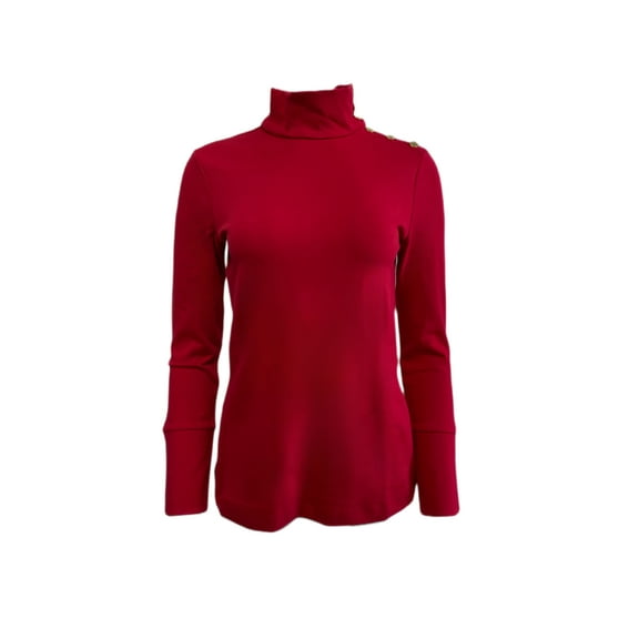 Elizabeth Mckay Long Sleeve Riley Turtleneck Large Red