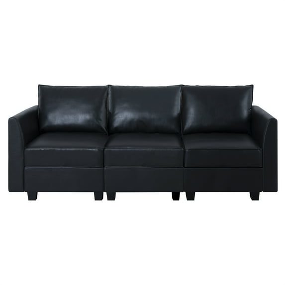 Elizabeth Modern DIY Collection-Color:Black,Fabric:Air Leather,Style:Sofa Set