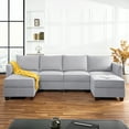 thumbnail image 1 of Elizabeth Modern DIY Collection-Fabric:Linen,Finish:Gray,Style:4 Piece Modular Sectional with Double Ottoman, 1 of 7
