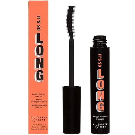 Elizabeth Mott Black Lengthening Mascara – Smudge-Proof, Water-Resistant, No Clump or Flake, Volumizing, Curling & Lash-Extending Fiber Formula with C-Curve Silicone Brush for Full, Long Lashes – 8ml