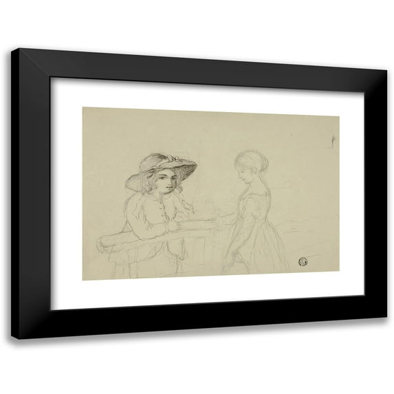 Elizabeth Murray 18x13 Black Modern Framed Museum Art Print Titled - Two Girls at Gate