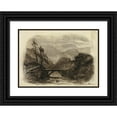 thumbnail image 1 of Elizabeth Murray 18x14 Black Ornate Wood Framed Double Matted Museum Art Print Titled - Mountain Stream with Small Bridge II (C. 1855), 1 of 5