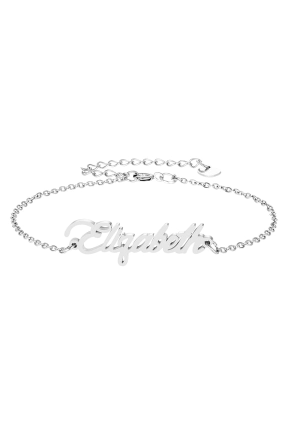 Elizabeth Name Charm Bracelet Silver Dainty Initial Chain Bracelets for Womens Jewelry Mother Day Gift