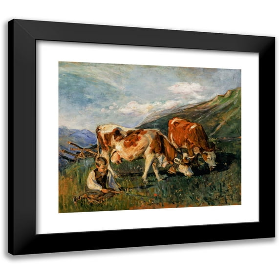 Elizabeth Nourse 14x12 Black Modern Framed Museum Art Print Titled - In the High Meadow (On the High Pasture in Switzerland) (1904)