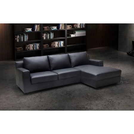 Elizabeth Premium Black Leather Sectional Sleeper with Storage in Chaise, Left