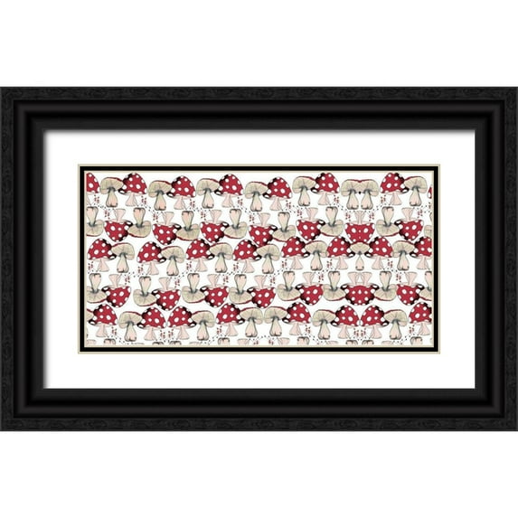 Elizabeth, Sara 14x9 Black Ornate Wood Framed with Double Matting Museum Art Print Titled - Crowd Of Mushrooms 1