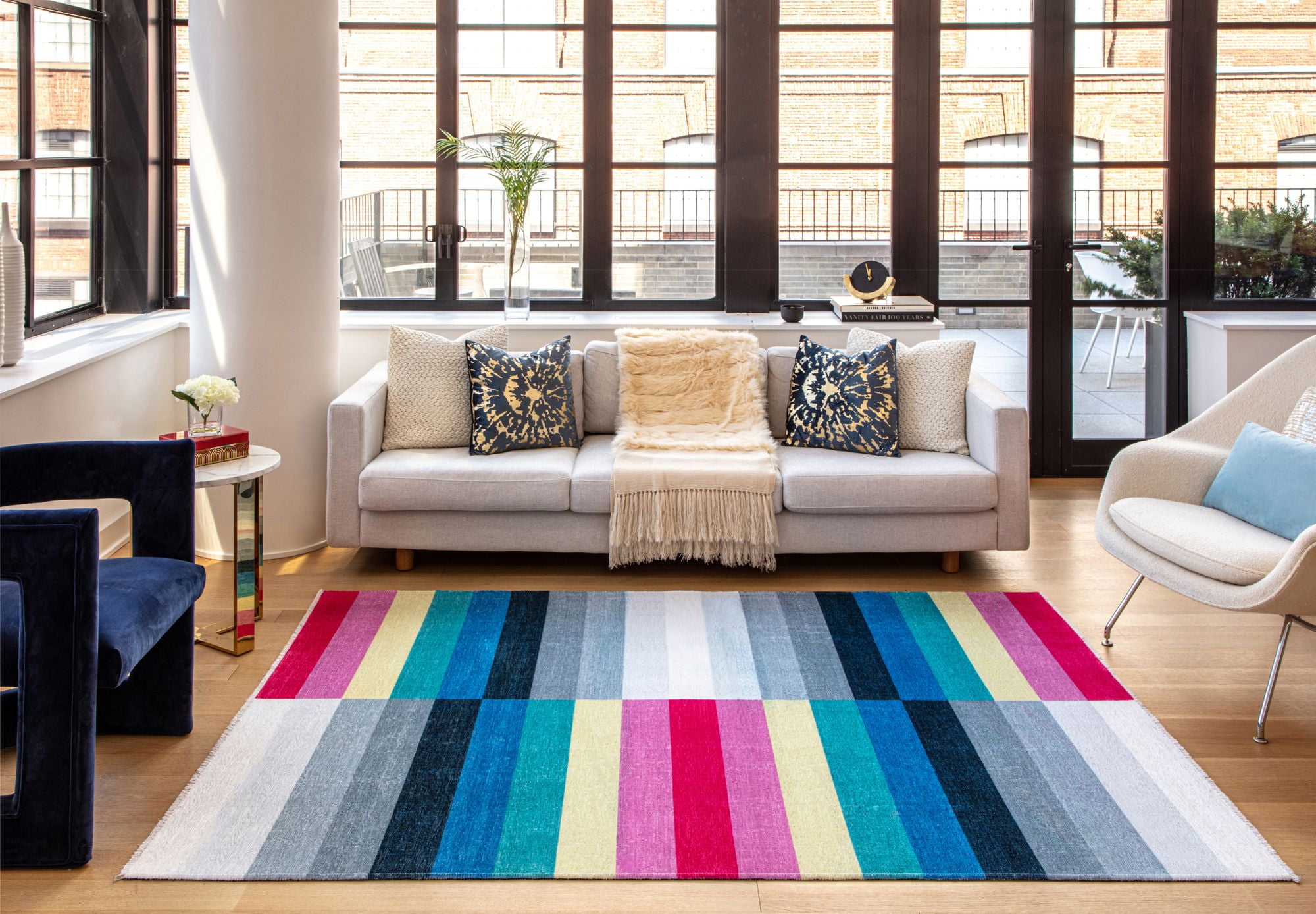 Elizabeth Sutton MI15A Flying Colors Stripe Mordern Multicolor Area Rug, 2'7" x 4'