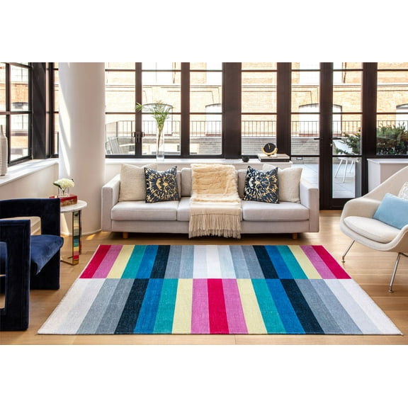 Elizabeth Sutton MI15A Flying Colors Stripe Mordern Multicolor Area Rug, 7'10"X10'0"