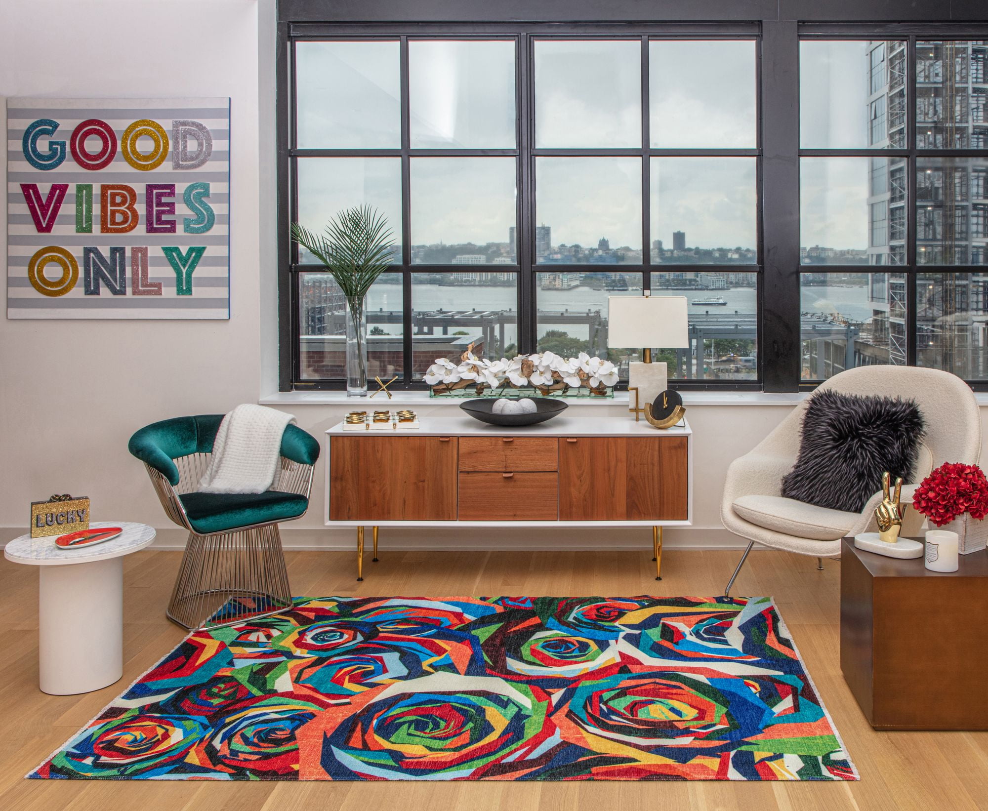 Elizabeth Sutton MI20A Coming Up Roses Abstract/Floral Modern Multicolor Area Rug, 7'10"X10'0"