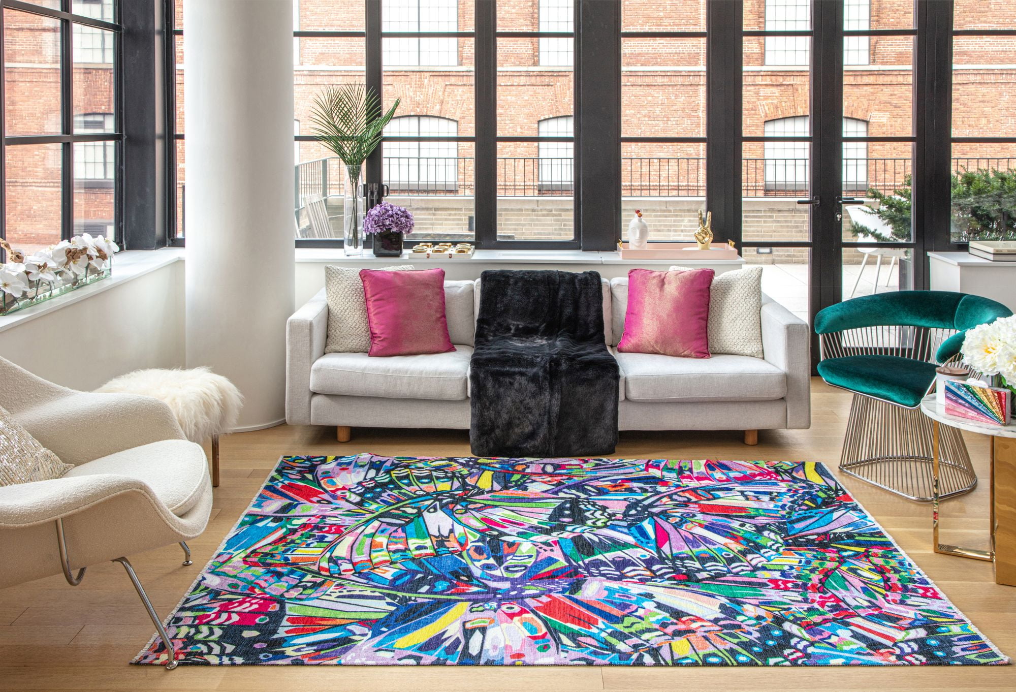 Elizabeth Sutton MI30A Chasing Rainbows Abstract Modern Multicolor Area Rug, 7'10"X10'0"
