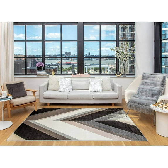 Elizabeth Sutton VE50B Midnight Magic Chevron Modern Brown Area Rug, 2'0" x 4'0"
