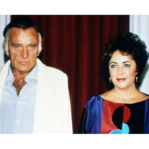 Elizabeth Taylor 24X36 Classic Hollywood Poster 1980's Posing With Richard Burton