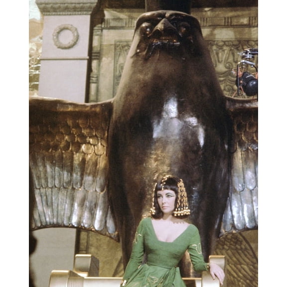 Elizabeth Taylor In Cleopatra Standing By Giant Bird Statue 24X36 Classic Hollywood Poster