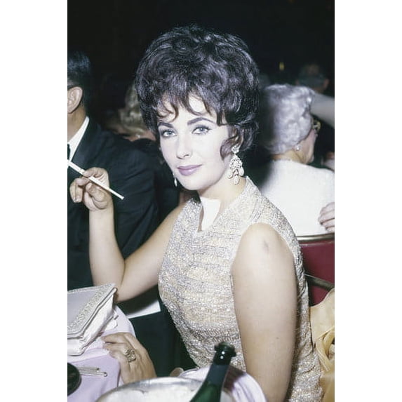 Elizabeth Taylor smoking cigarette looking elegant candid Hollywood 1960's 24x36 Poster