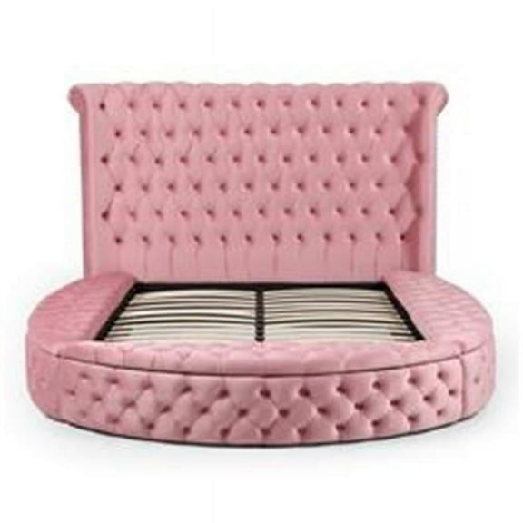 Elizabeth Upholstered Round Storage Bed, Pink - King Size