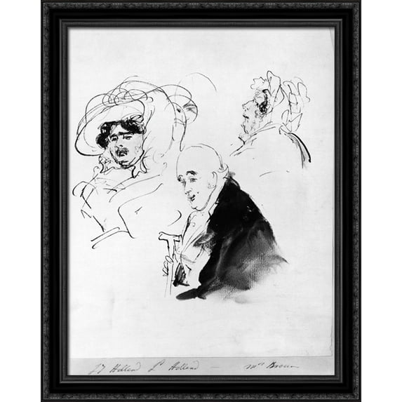 Elizabeth Vassall Fox, Lady Holland Henry Richard Vassall Fox, 3rd Baron Holland Mrs Brown 28x36 Large Black Ornate Wood Framed Canvas Art by Edwin Henry Landseer