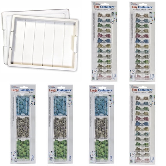 Elizabeth Ward Bead Storage 2 Piece Organizer Bundle w/ 48 Piece Container Pack