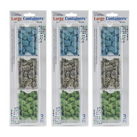 Elizabeth Ward Bead Storage Solutions 3 Pc Large Organizing Containers (3 Pack)