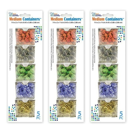 Elizabeth Ward Bead Storage Solutions 5 Piece Craft Containers, (3 Pack)