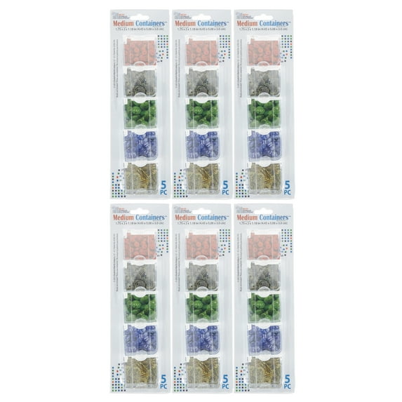 Elizabeth Ward Bead Storage Solutions 5 Piece Craft Containers, (6 Pack)