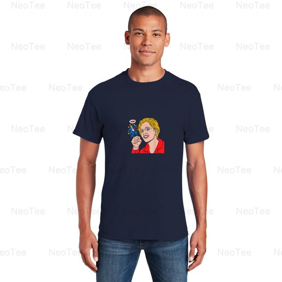 Elizabeth Warren Punching Cartoon Comic Book Art Political Satire T-Shirt Unisex, up to 5XL
