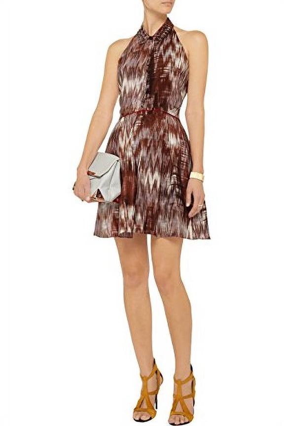 Molly Printed Halter Dress Sleeveless Open Back, Java, 0