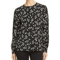 thumbnail image 1 of Elizabeth and James Womens Floral Button Down Blouse, Black, Small, 1 of 2