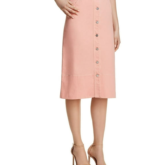 Elizabeth and James Womens Button-Front Denim Skirt, Pink, 8